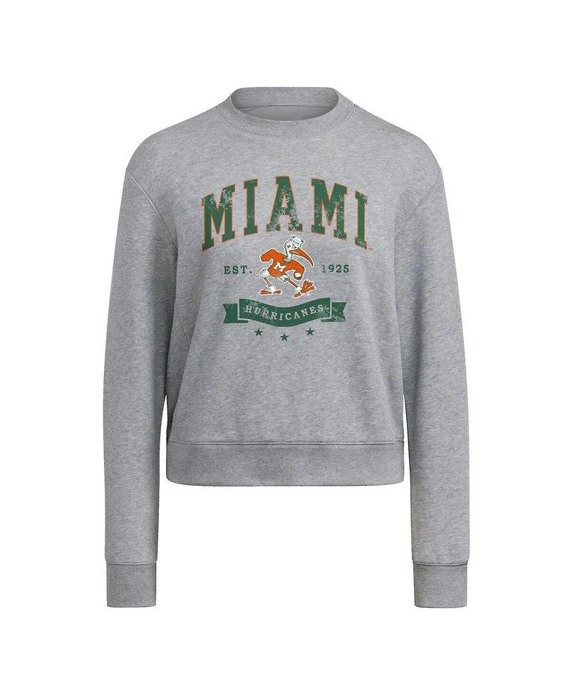 Adidas Women's Gray Miami Hurricanes Pullover Crewneck Sweatshirt