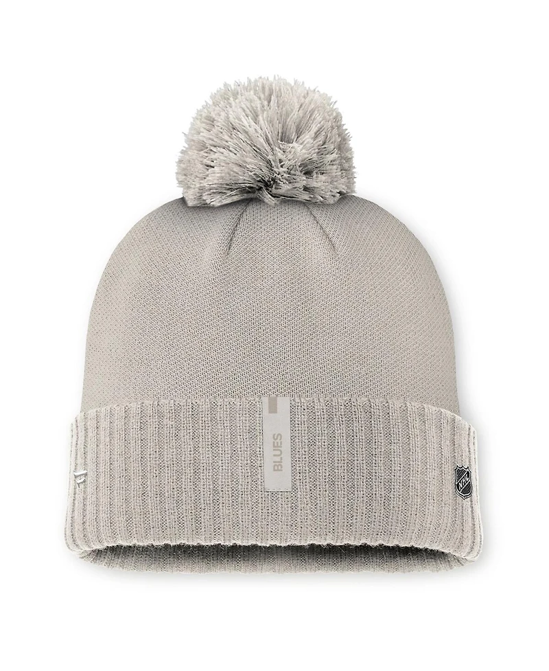 Fanatics Women's Tan St. Louis Blues Authentic Pro Road Cuffed with Pom Knit Hat