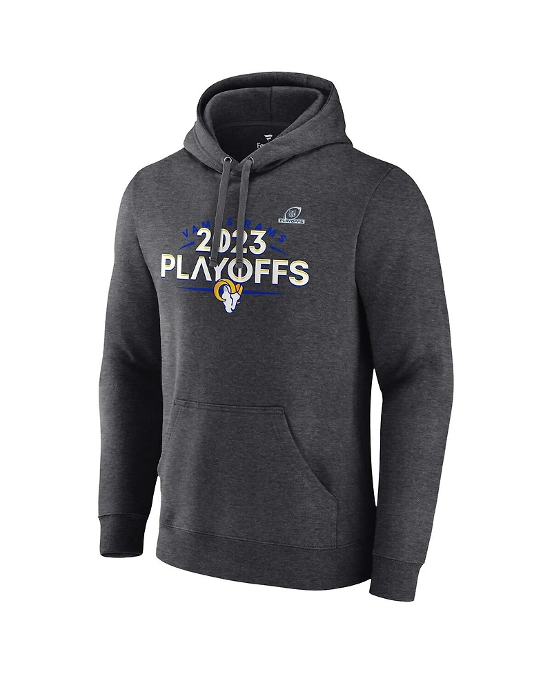 Fanatics Men's Heather Charcoal Los Angeles Rams 2023 Nfl Playoffs Fleece Pullover Hoodie