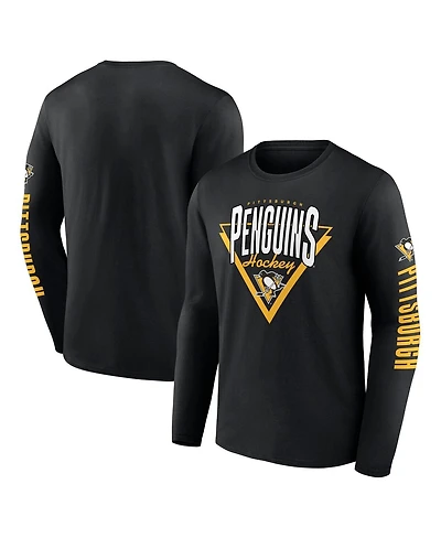 Fanatics Men's Black Pittsburgh Penguins Headline Long Sleeve T-Shirt