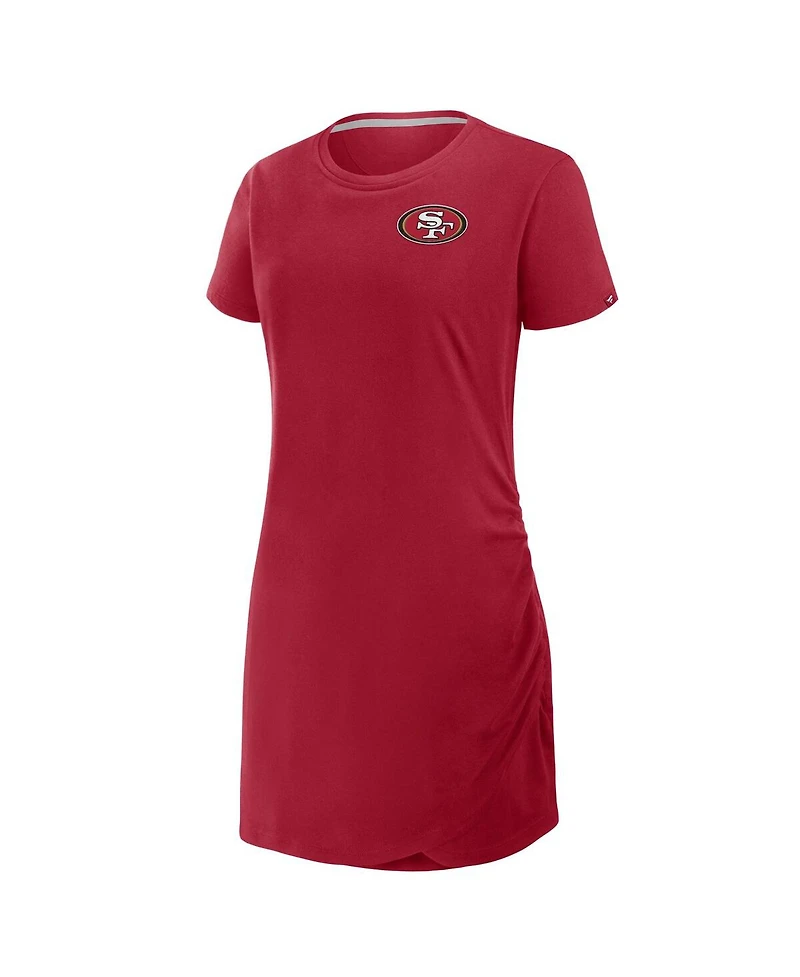 Fanatics Women's Scarlet San Francisco 49ers Ruched Drape T-Shirt Dress