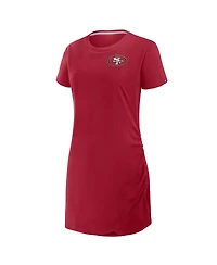 Fanatics Women's Scarlet San Francisco 49ers Ruched Drape T-Shirt Dress