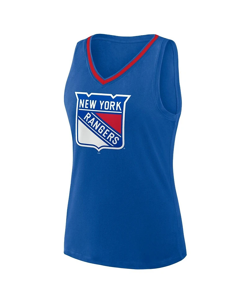 Logo Athletic Women's Blue New York Rangers Stellar Win V-Neck Tank Top