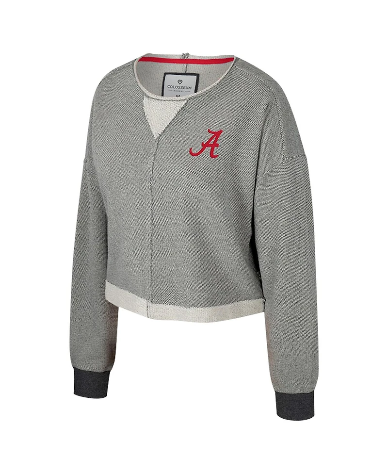 Colosseum Women's Charcoal Alabama Crimson Tide Magnum Scoop Neck Cropped Pullover Sweatshirt