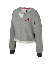 Colosseum Women's Charcoal Alabama Crimson Tide Magnum Scoop Neck Cropped Pullover Sweatshirt