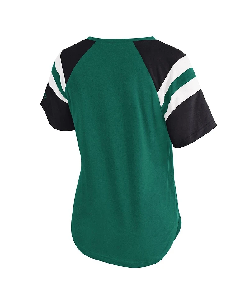 Starter Women's Green New York Jets Game On Notch Neck Raglan T-Shirt