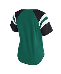 Starter Women's Green New York Jets Game On Notch Neck Raglan T-Shirt