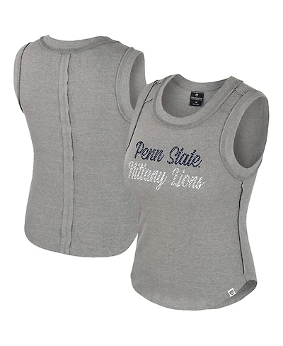 Colosseum Women's Heather Gray Penn State Nittany Lions Beach You Ribbed Tri-Blend Tank Top