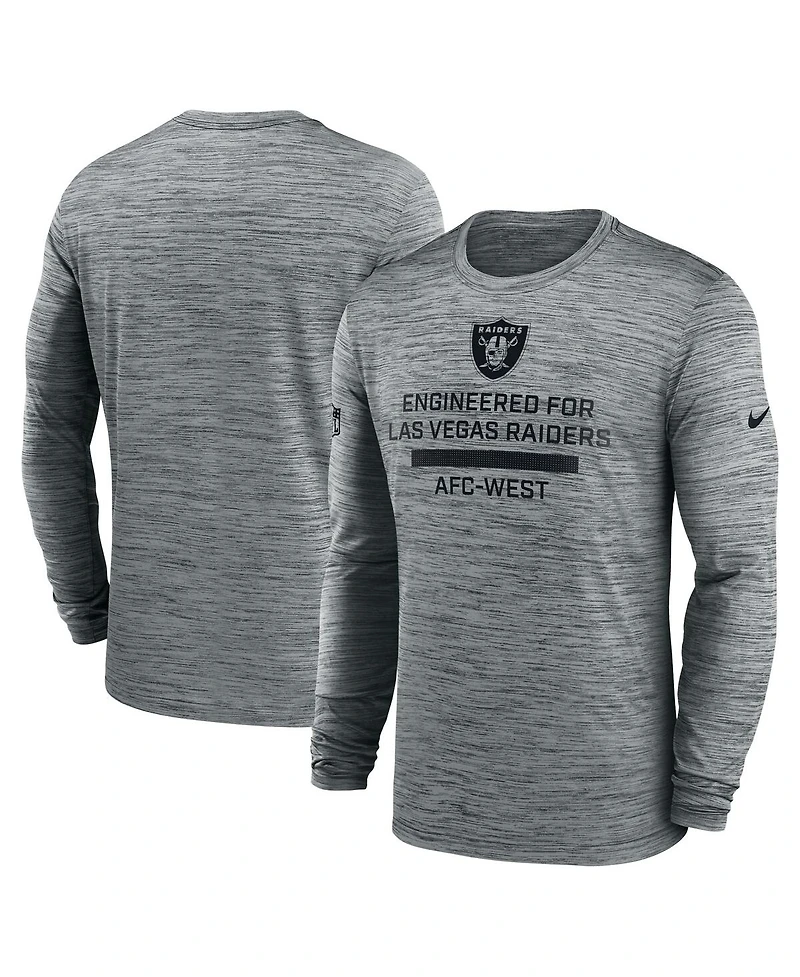 Nike Men's Gray Las Vegas Raiders Sideline Velocity Performance Long Sleeve T-Shirt