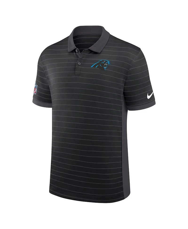 Nike Men's Black Carolina Panthers Sideline Victory Stripe Performance Polo Shirt