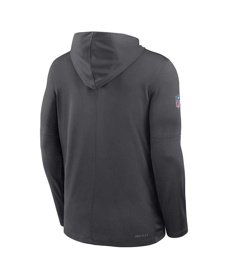 Nike Men's Anthracite Green Bay Packers Sideline Pure Fury Performance Long Sleeve Hoodie T-Shirt