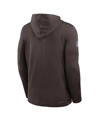 Nike Men's Brown Cleveland Browns Sideline Pure Fury Performance Long Sleeve Hoodie T-Shirt
