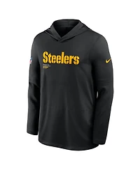 Nike Men's Black Pittsburgh Steelers Big Tall Sideline Performance Long Sleeve Hoodie T-Shirt