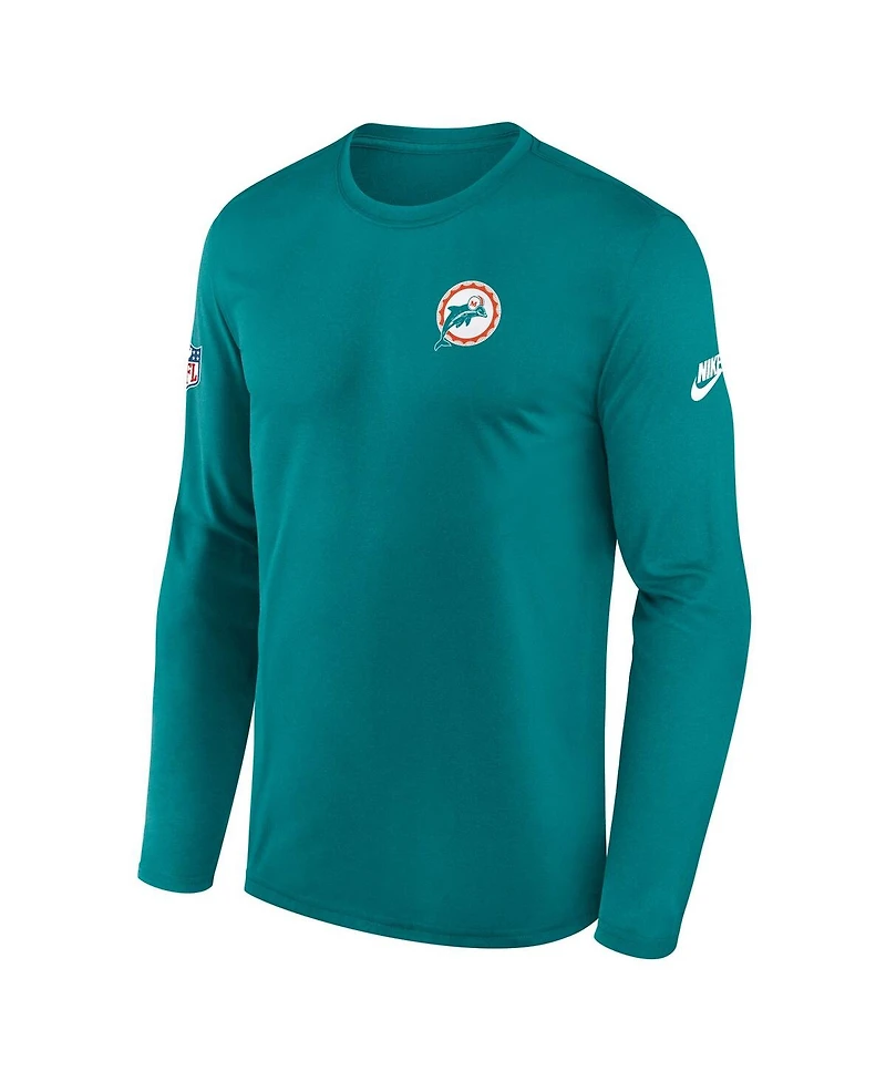 Nike Men's Aqua Miami Dolphins Legend Small Logo Performance Long Sleeve T-Shirt