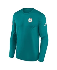 Nike Men's Aqua Miami Dolphins Legend Small Logo Performance Long Sleeve T-Shirt
