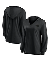 Fanatics Women's New England Patriots Blackout Slub Hoodie V-Neck Long Sleeve T-Shirt