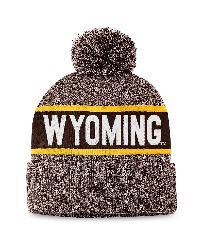 Top of the World Men's Brown Wyoming Cowboys Cloud Cuffed Pom with Knit Hat