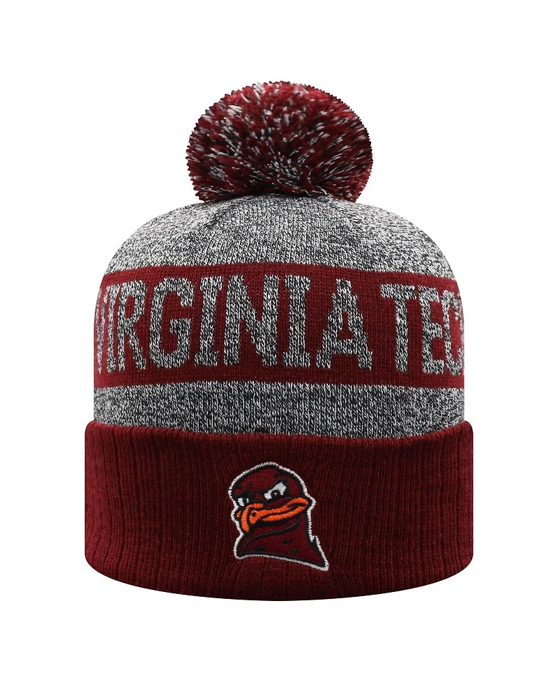 Top of the World Men's Garnet Virginia Tech Hokies Below Zero Cuffed with Pom Knit Hat