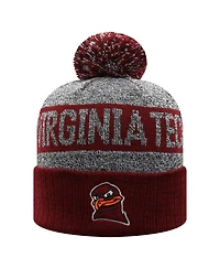 Top of the World Men's Garnet Virginia Tech Hokies Below Zero Cuffed with Pom Knit Hat