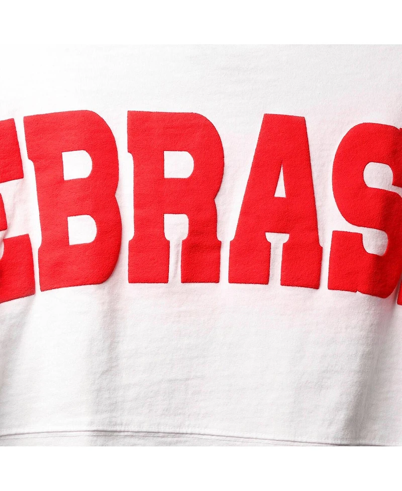 Spirit Jersey Women's White Nebraska Huskers Laurels Crop Long Sleeve T-Shirt