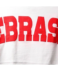 Spirit Jersey Women's White Nebraska Huskers Laurels Crop Long Sleeve T-Shirt