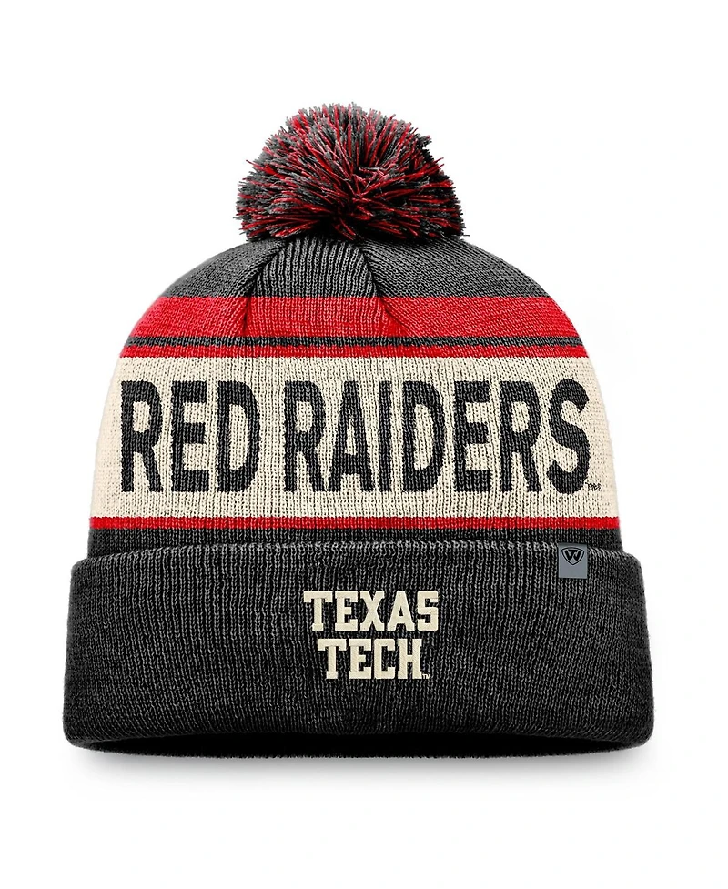 Top of the World Men's Black Texas Tech Red Raiders Three-Tone Cuffed Knit Hat