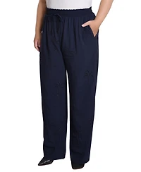 Ny Collection Plus Pull On Pants with Embroidery