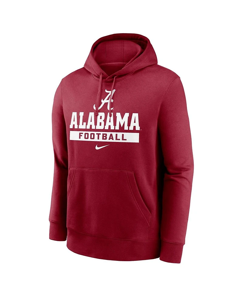 Nike Men's Crimson Alabama Tide Football Stack Club Fleece Pullover Hoodie