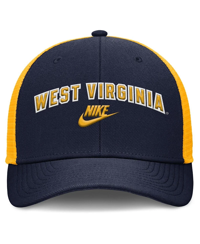 Nike Men's Navy/Gold West Virginia Mountaineers Legacy Arch Rise Performance Trucker Adjustable Hat