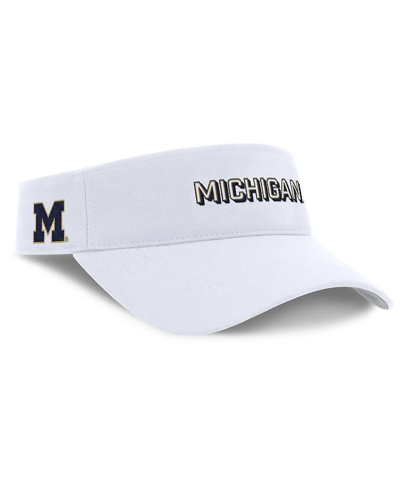 Jordan Men's White Michigan Wolverines 2025 On-Field Gameday Performance Ace Adjustable Visor Hat