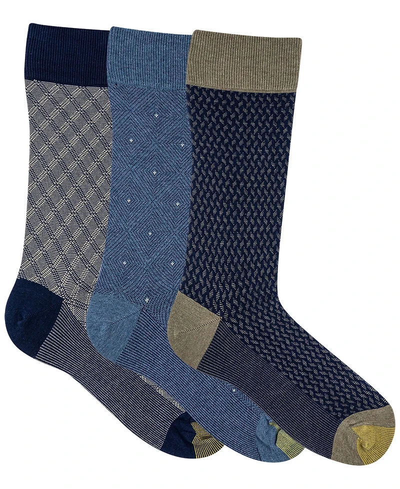 Gold Toe Men's 3-Pack Niles Dress Reinforced Toe Crew Socks