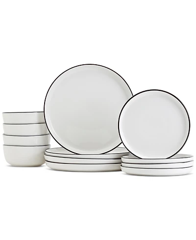 Haven Black Rim 12 Pc. Dinnerware Set, Service for 4