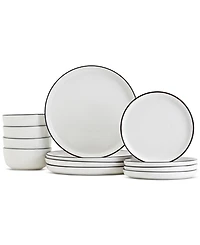 Haven Black Rim 12 Pc. Dinnerware Set, Service for 4