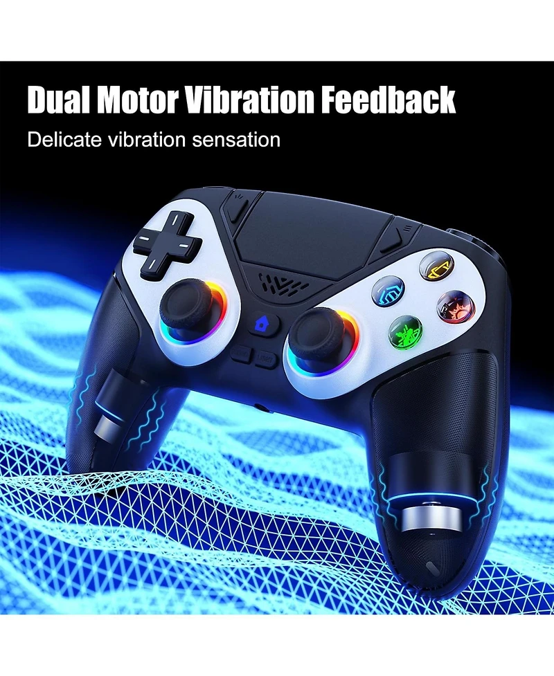 Nbcp Led Wireless Controller for PS5, Compatible with PS5 Pro/Slim/Pc, Dual Vibration, Turbo, 6-Axis Motion, 3.5mm Audio Jack, Speaker & Customizable