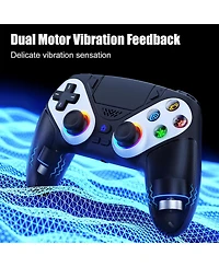 Nbcp Led Wireless Controller for PS5, Compatible with PS5 Pro/Slim/Pc, Dual Vibration, Turbo, 6-Axis Motion, 3.5mm Audio Jack, Speaker & Customizable