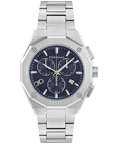 Ferragamo Men's Swiss Chronograph Edge Stainless Steel Bracelet Watch 42mm