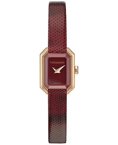 Ferragamo Women's Swiss Crystal Petite Leather Strap Watch 15x20mm