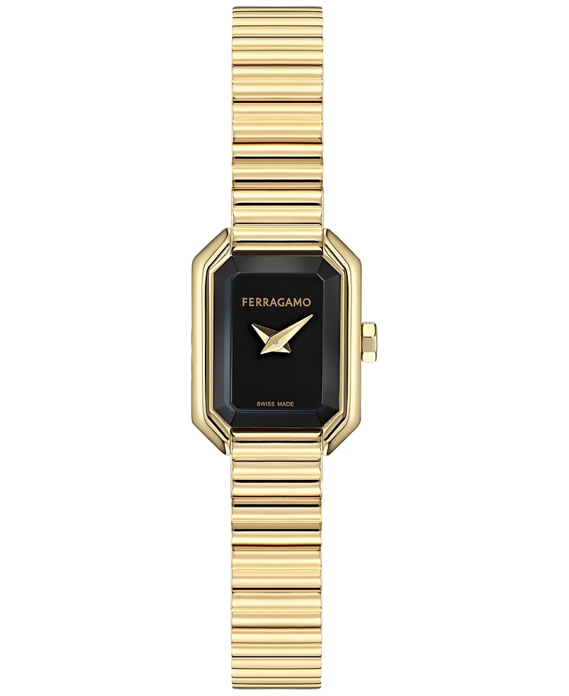 Ferragamo Women's Swiss Crystal Petite Gold Ion Plated Bracelet Watch 15x20mm