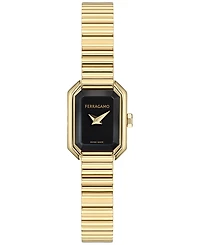 Ferragamo Women's Swiss Crystal Petite Gold Ion Plated Bracelet Watch 15x20mm