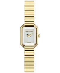 Ferragamo Women's Swiss Crystal Petite Gold Ion Plated Bracelet Watch 15x20mm