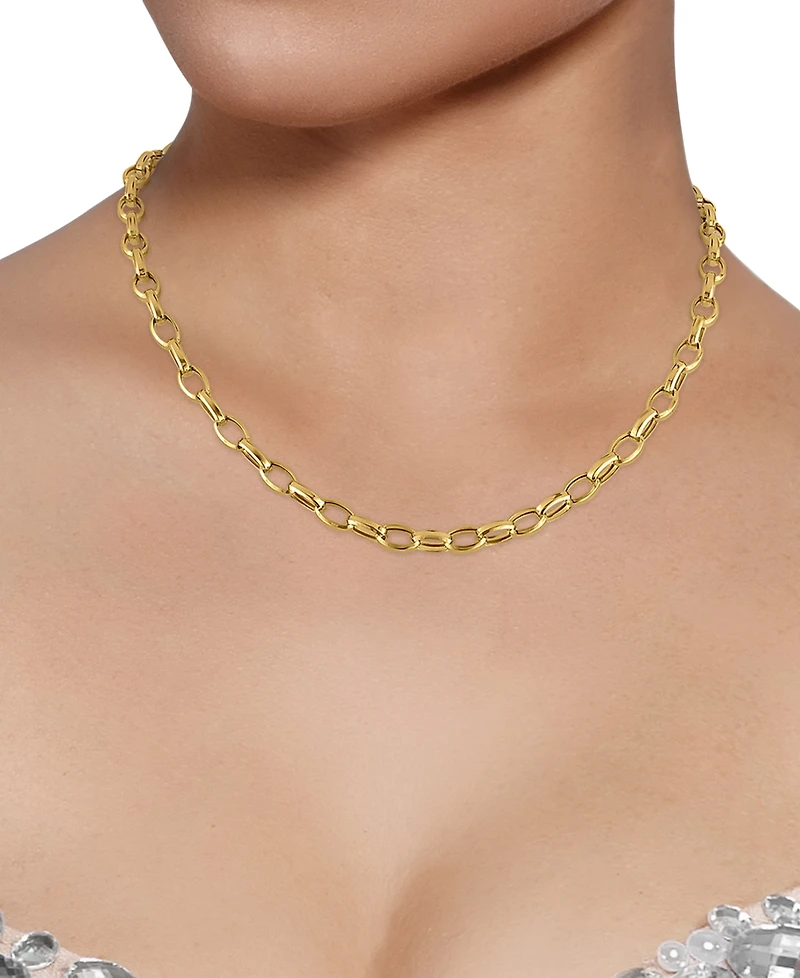 Polished Rolo Link 18" Chain Necklace in 10k Gold