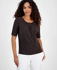 Kasper Women's Pleat Neck Knit Top, Regular & Petite
