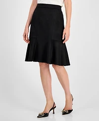 Kasper Faux-Suede Flared Pull-On Skirt, Regular & Petites