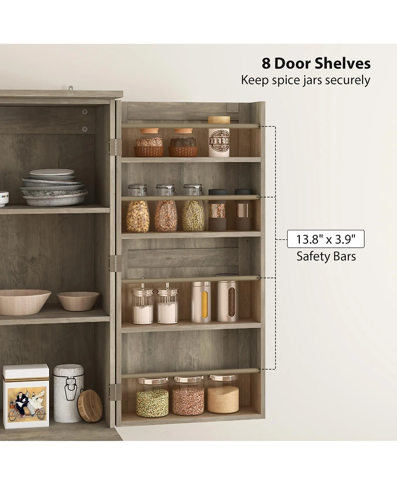 Homcom 72" Farmhouse Kitchen Pantry Cabinet, Tall Storage Cabinet,