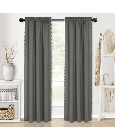 Kate Aurora 2 Piece Hamptons Coastal Living Textured Semi Sheer Rod Pocket Curtain Panels - 84 in. Long