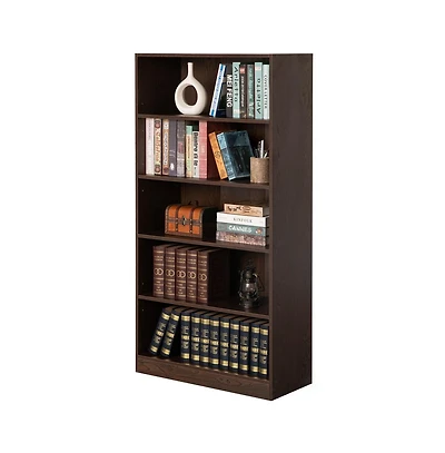 Basicwise Freestanding Classic Wooden Display Bookshelf, Floor Standing Bookcase, with 5 Open Display Shelves