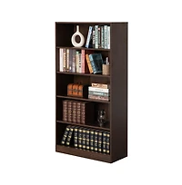 Basicwise Freestanding Classic Wooden Display Bookshelf, Floor Standing Bookcase, with 5 Open Display Shelves