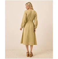Pact Organic Cotton Coastal Double Gauze Poet Sleeve Dress