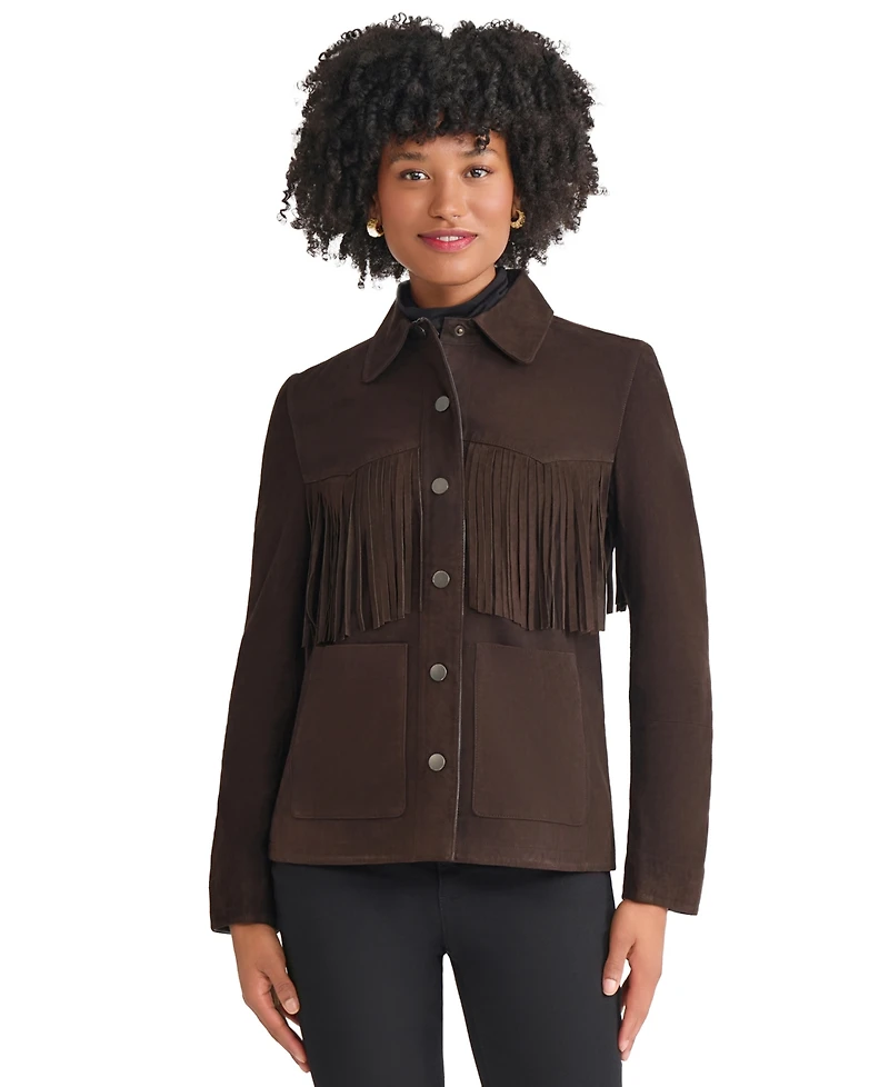 Jones New York Women's Fringe Patch Long Sleeve Jacket