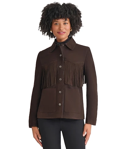 Jones New York Women's Fringe Patch Long Sleeve Jacket